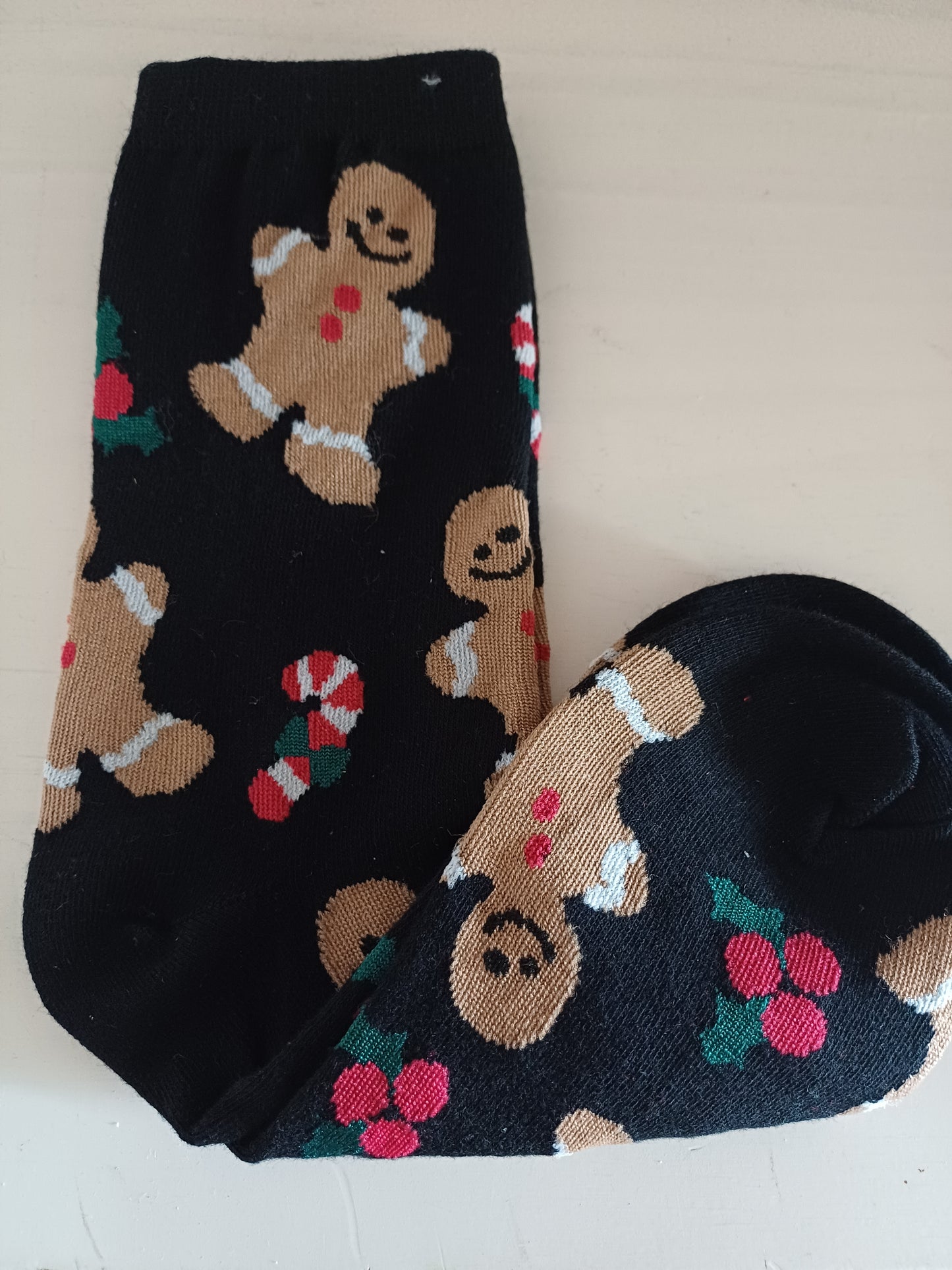 Christmas Socks - Gingerbread man Black (35 - 39)