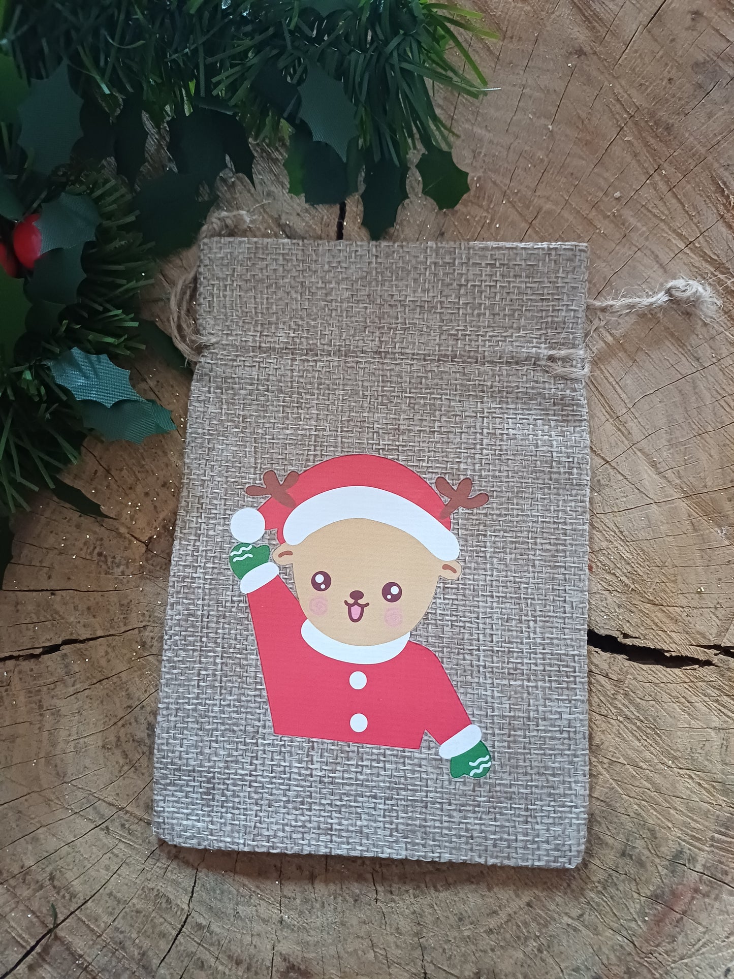 Christmas Wrapping - Hessian gift bag (10 x 15) *Diff Styles