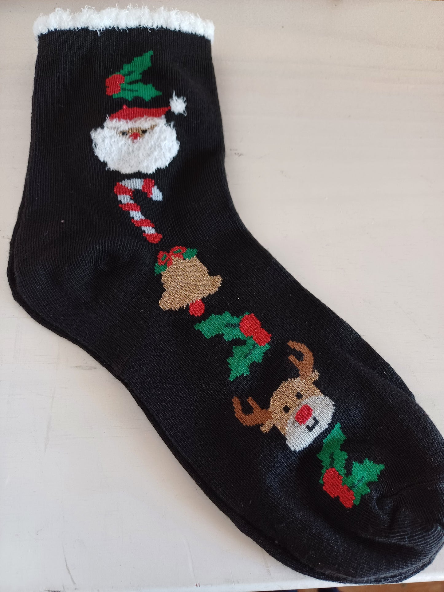 Christmas Socks - Wreath Black (35 - 39)