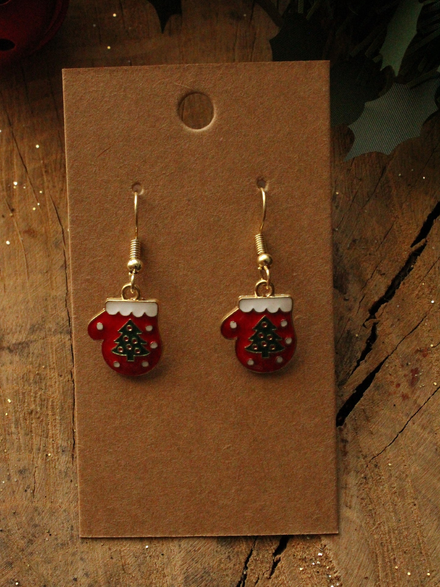 Christmas Earrings - Red Glove