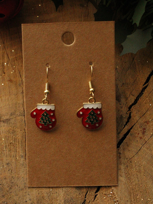 Christmas Earrings - Red Glove