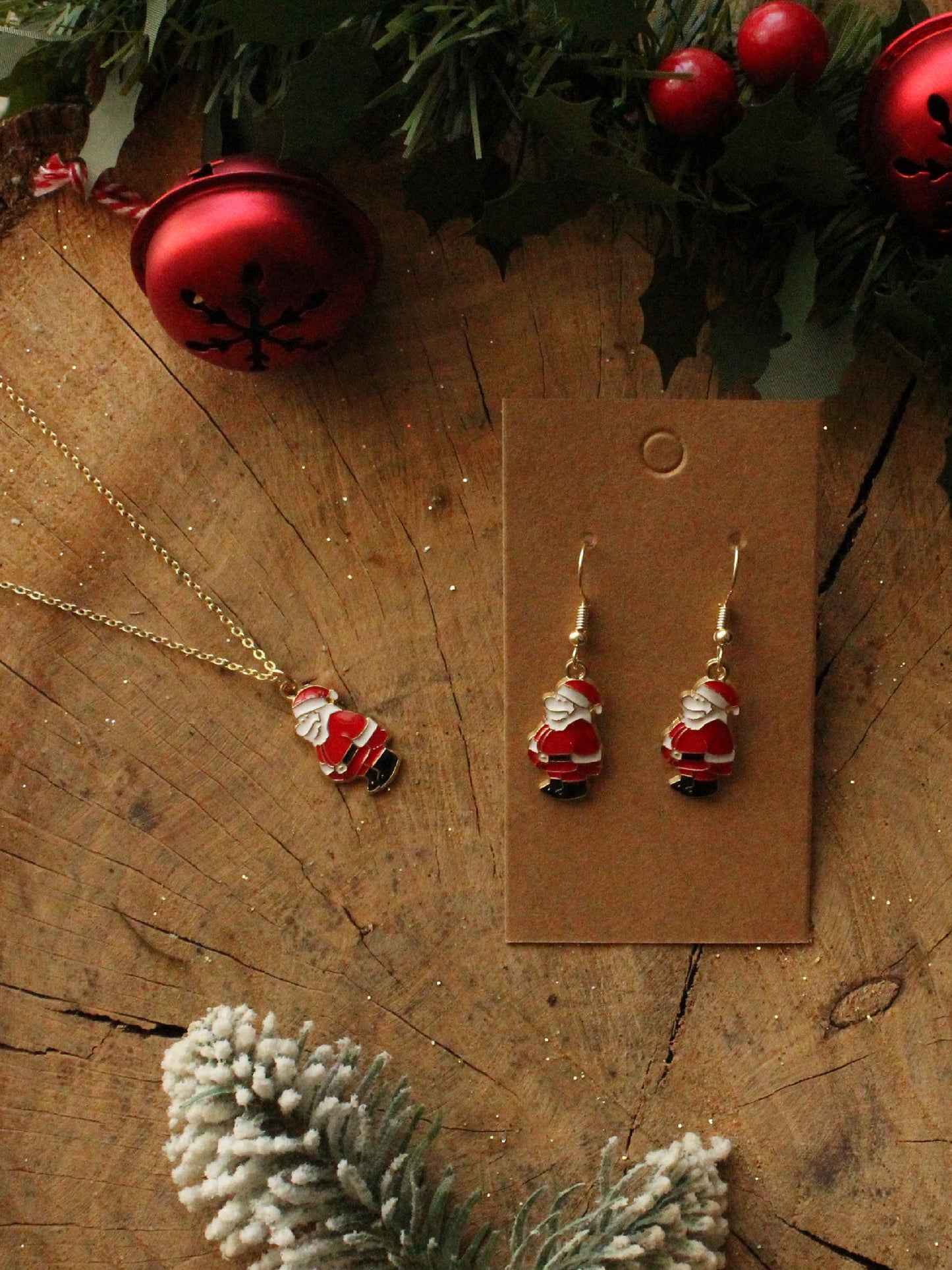 Christmas Earrings - Santa black boots