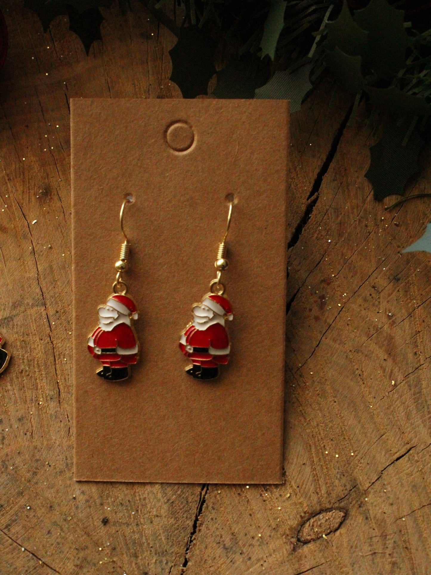 Christmas Earrings - Santa black boots