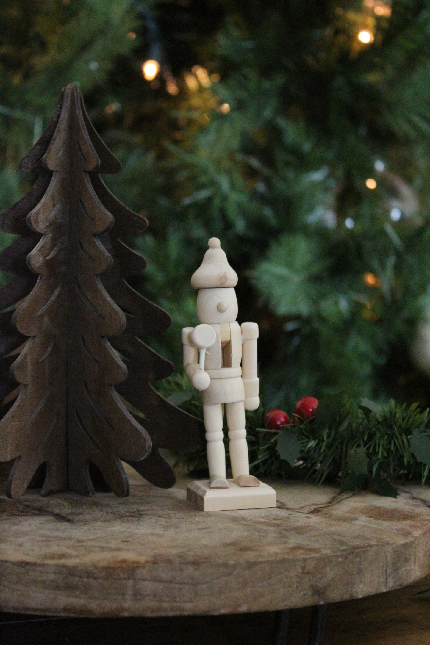 Christmas Nutcracker Ornament -  Natural Wood