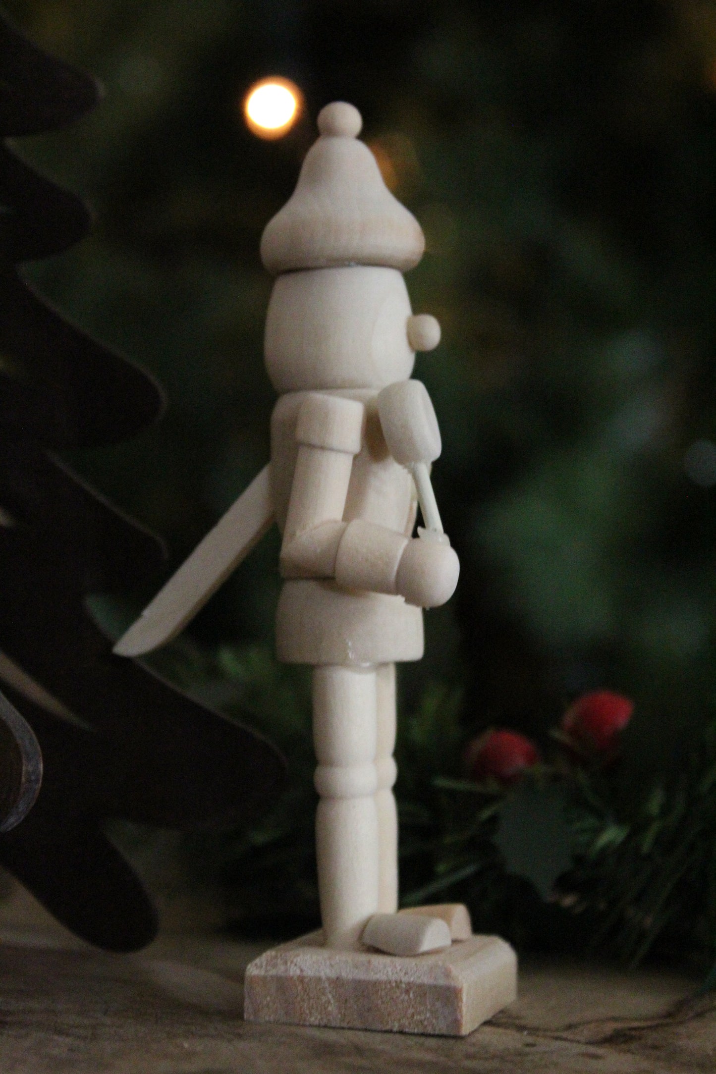 Christmas Nutcracker Ornament -  Natural Wood