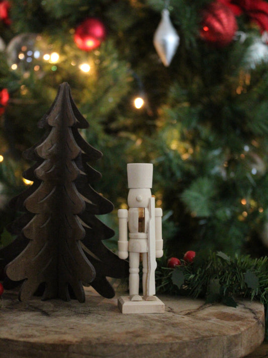 Christmas Nutcracker Ornament -  Natural Wood - Rifle