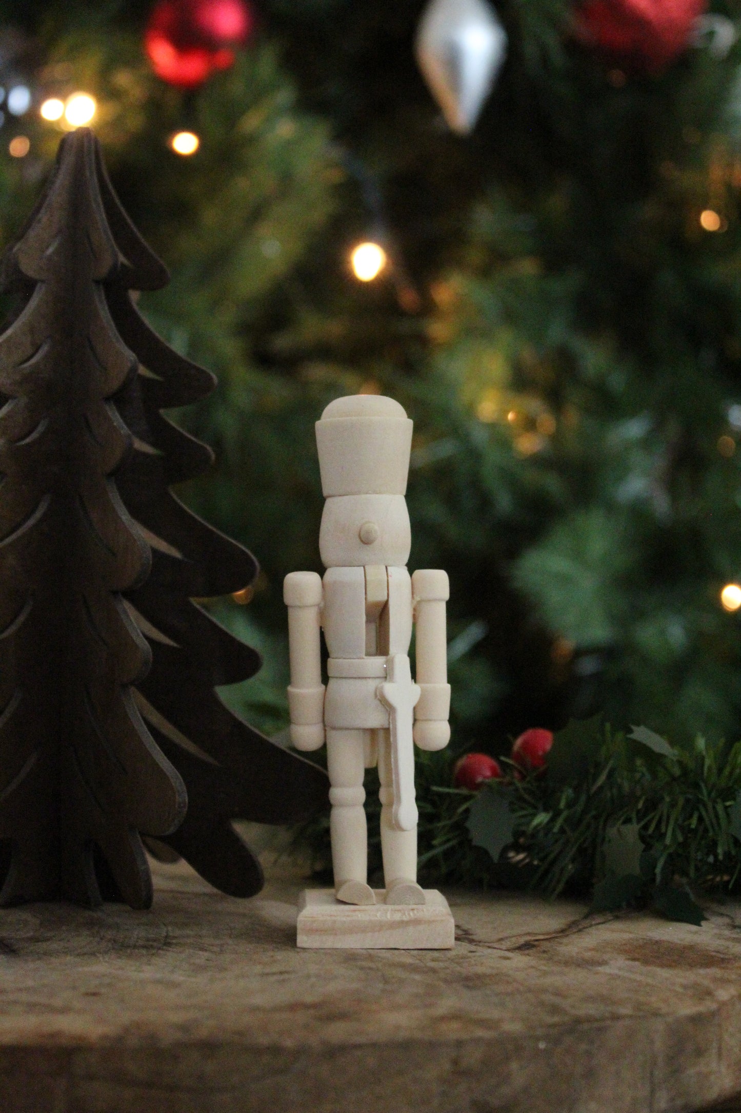 Christmas Nutcracker Ornament -  Natural Wood