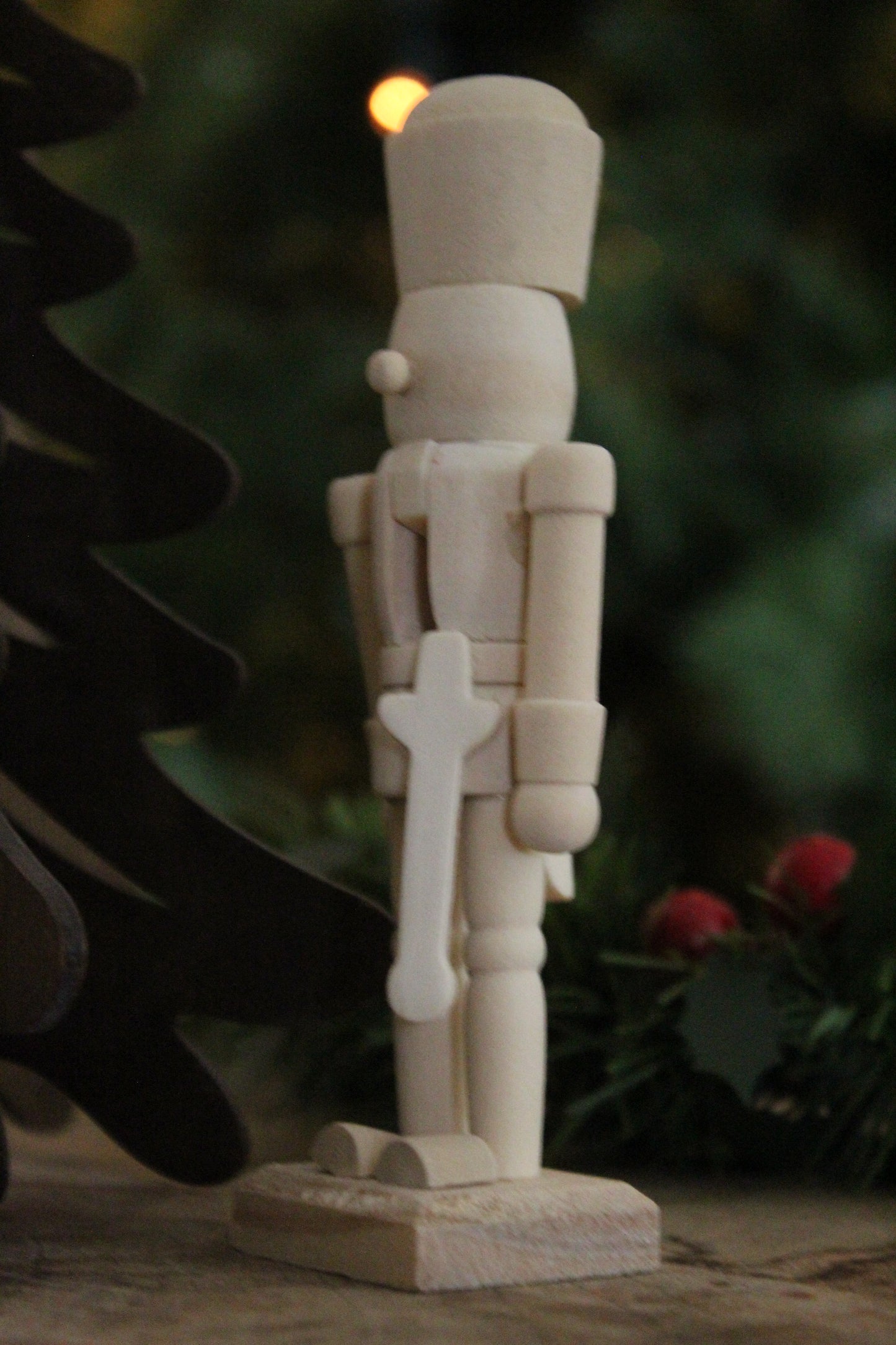 Christmas Nutcracker Ornament -  Natural Wood