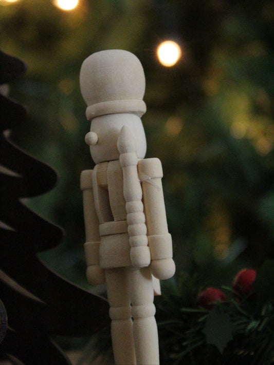 Christmas Nutcracker Ornament -  Natural Wood - Septum Sholder