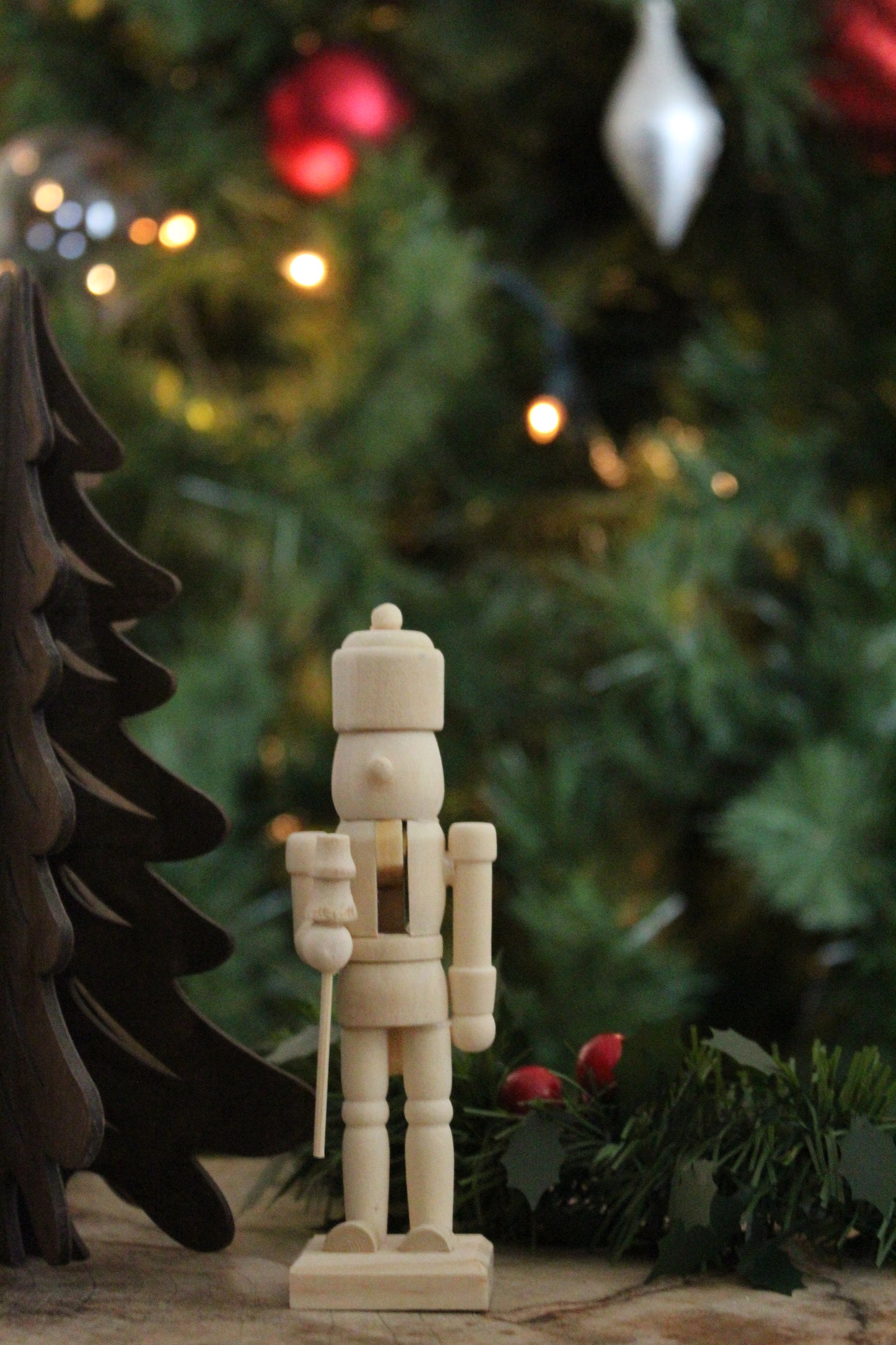 Christmas Nutcracker Ornament -  Natural Wood