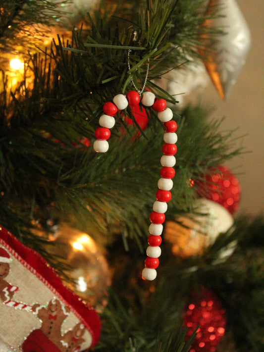 Ornament - Beaded Candy Cane