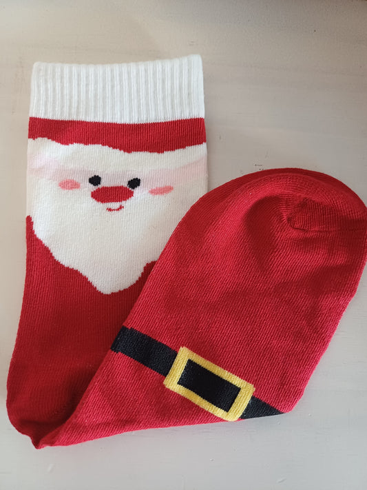 Christmas Socks - Red santa face and buckle(35 - 39)