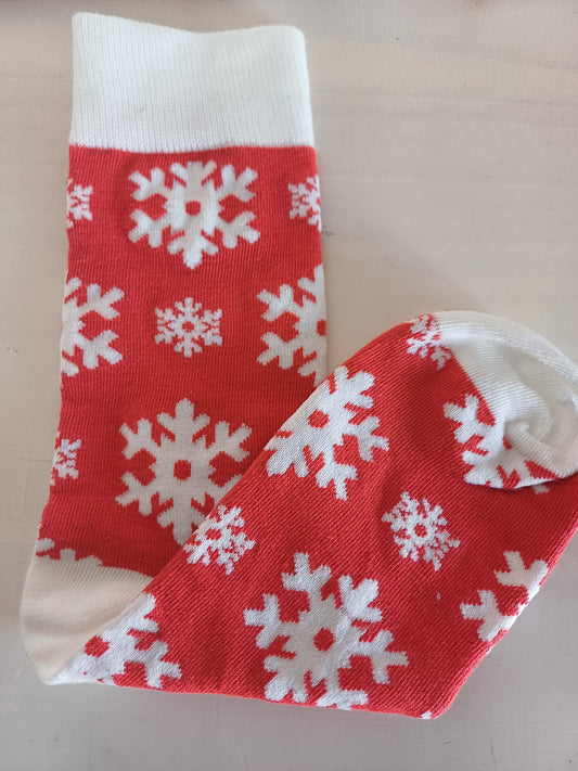 Christmas Socks - Red with white Snowflakes (35 - 39)