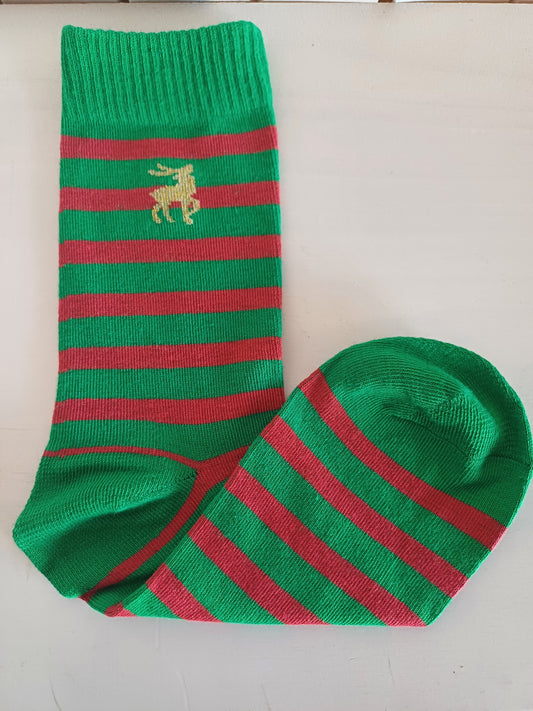 Christmas Socks - Red and green stipe Polo (35 - 39)
