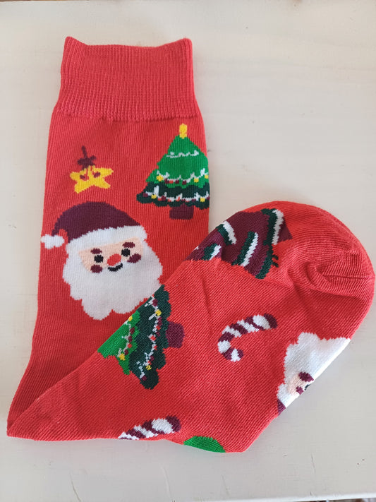 Christmas Socks - Red Santa and Candy Cane (35 - 39)