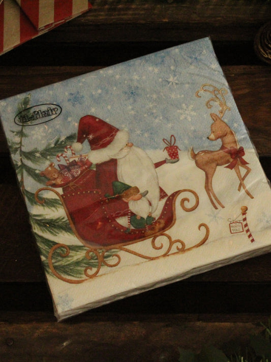 Christmas Serviettes - Santa with Sleigh