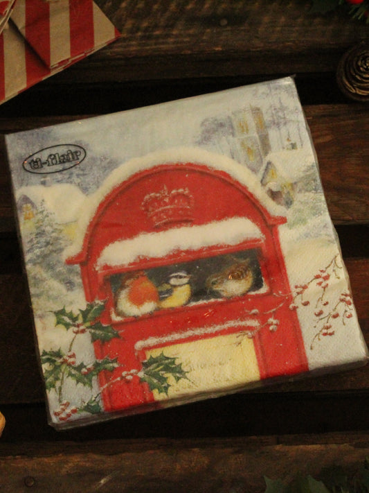 Christmas Serviettes - Red Post box