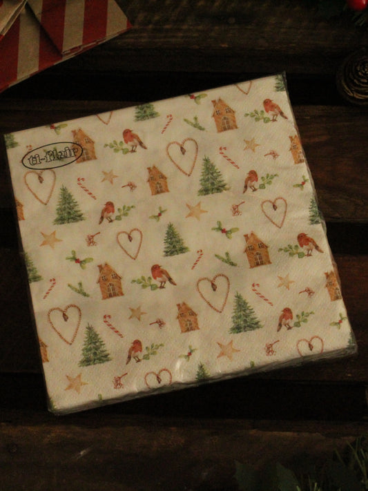 Christmas Serviettes - Candy Cane White