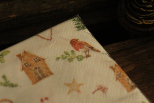 Christmas Serviettes - Candy Cane White