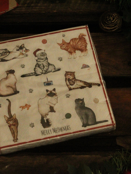 Christmas Serviettes - Merry Meowmas