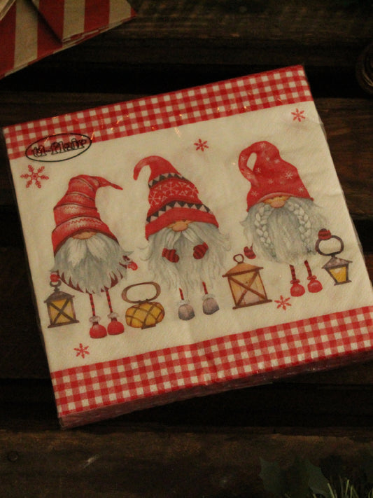 Christmas Serviettes - Gnomes red