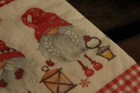 Christmas Serviettes - Gnomes red