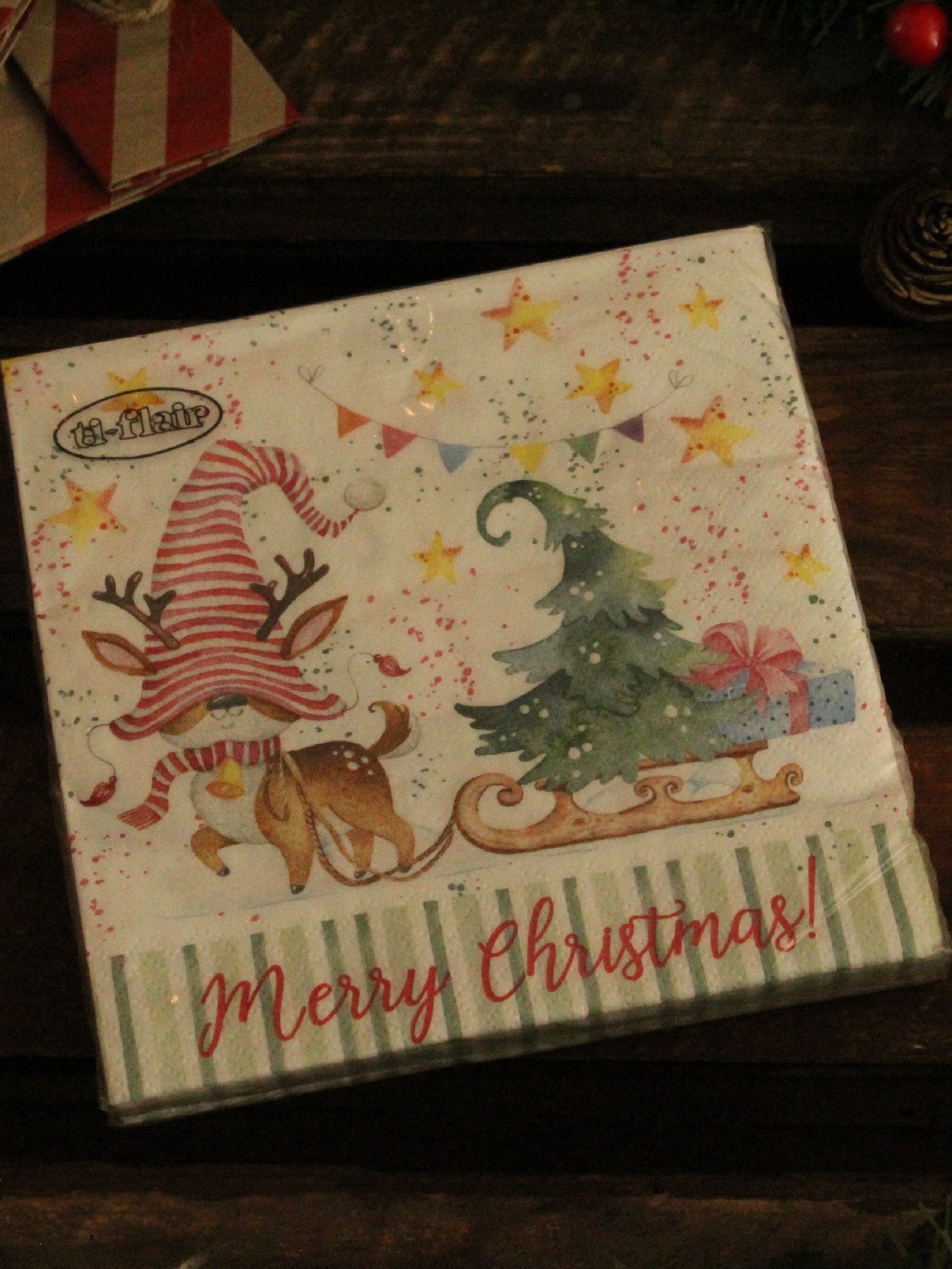 Christmas Serviettes - Gnomes Reindeer