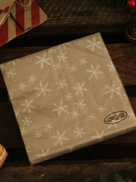 Christmas Serviettes - Natural with Snowflakes