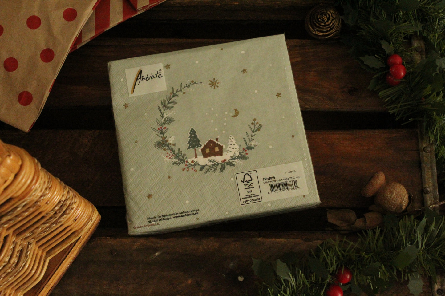 Christmas Serviettes - Moon Wreath