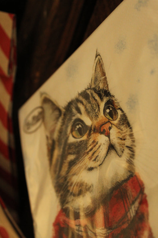 Christmas Serviettes - Cat White