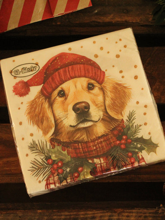 Christmas Serviettes - Dogs White