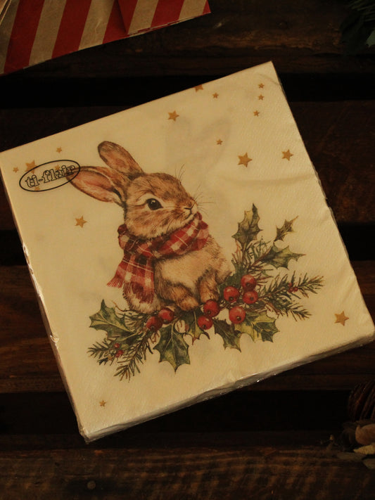 Christmas Serviettes - Rabbit White