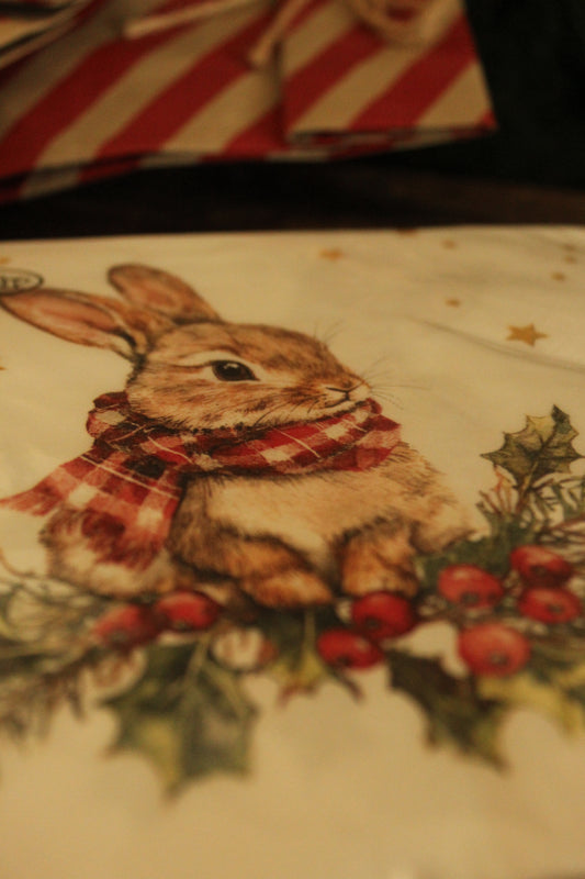 Christmas Serviettes - Rabbit White