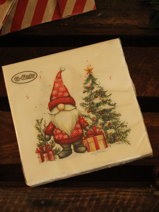 Christmas Serviettes - Gnome White