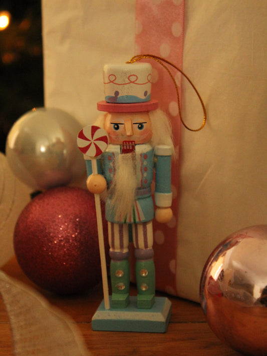 Christmas Nutcracker Ornament - Pastel - Candy Stick