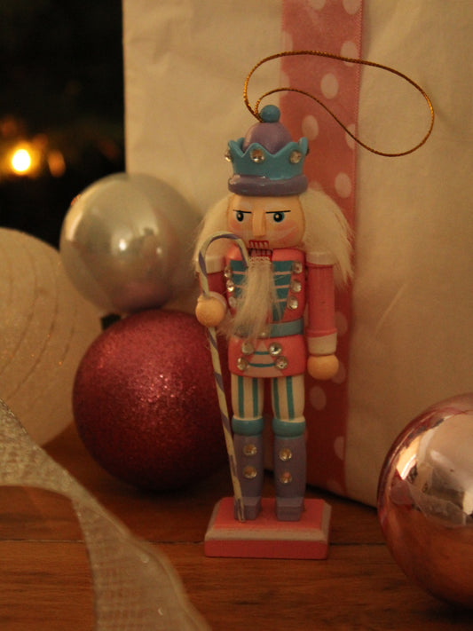 Christmas Nutcracker Ornament - Pastel - Candy Cane