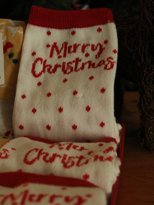Christmas Socks - Merry Christmas Red Dots (36-39)