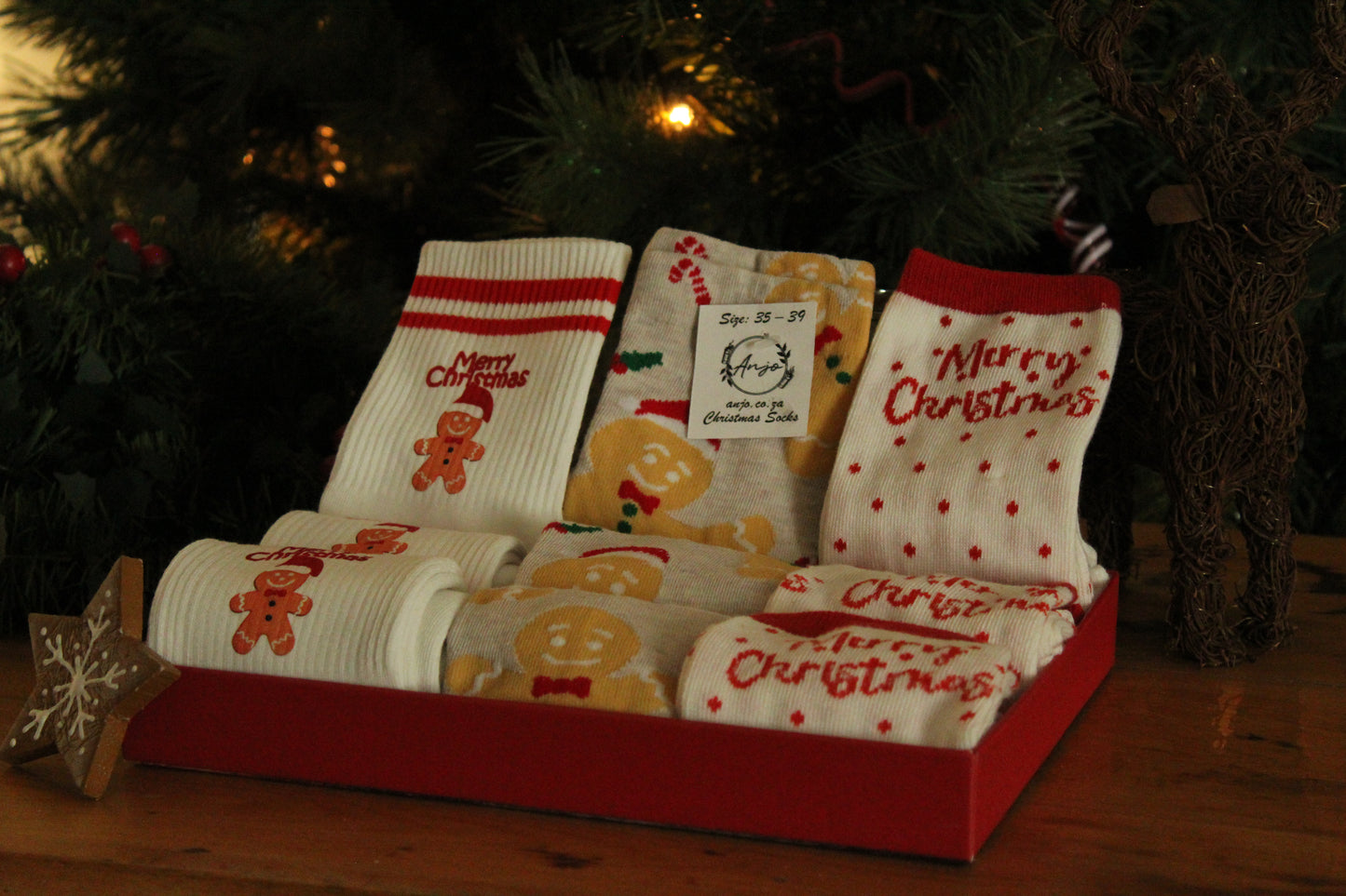 Christmas Socks - Merry Christmas Red Dots (36-39)