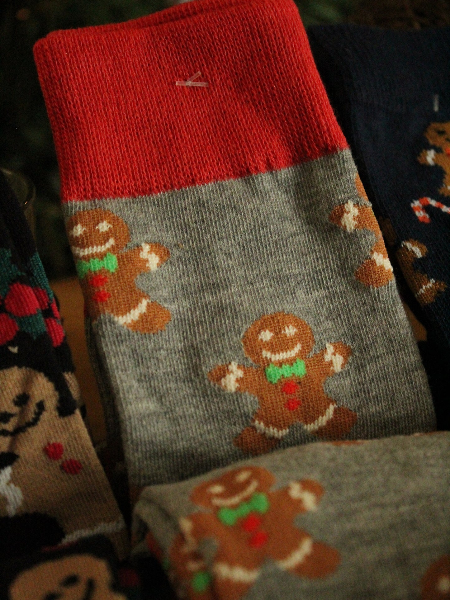 Christmas Socks - Grey Gingerbread man (35 - 39)
