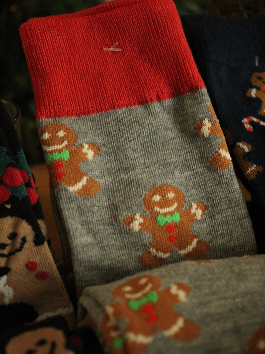 Christmas Socks - Grey Gingerbread man (35 - 39)