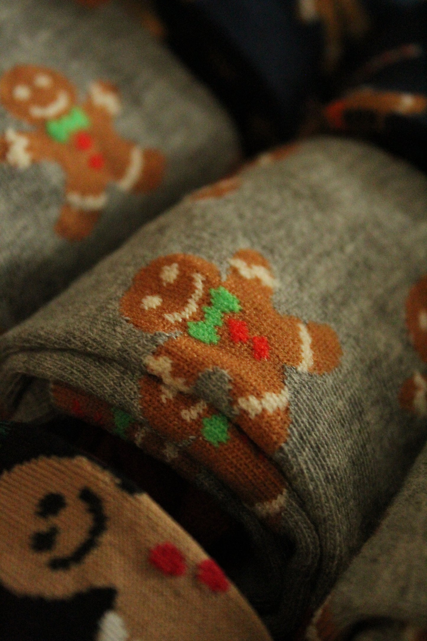 Christmas Socks - Grey Gingerbread man (35 - 39)