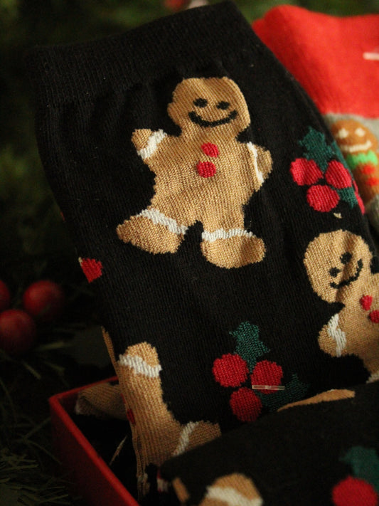 Christmas Socks - Gingerbread man Black (35 - 39)