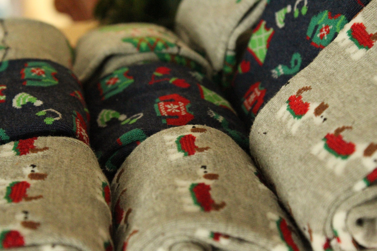 Christmas Kids Socks - Grey with Dogs (28 - 30)