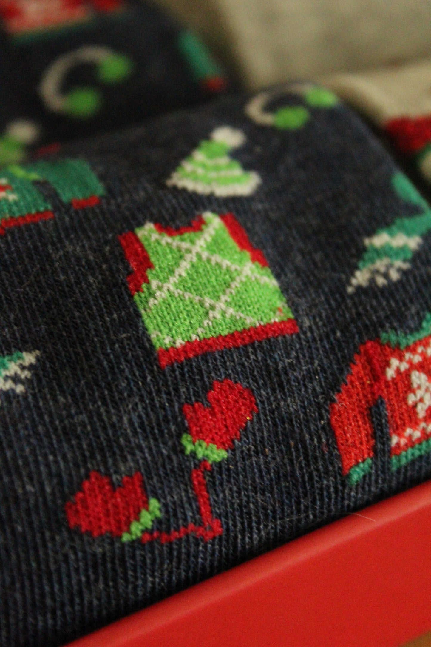 Christmas Kids Socks - Blue with Mittens (28 - 30)