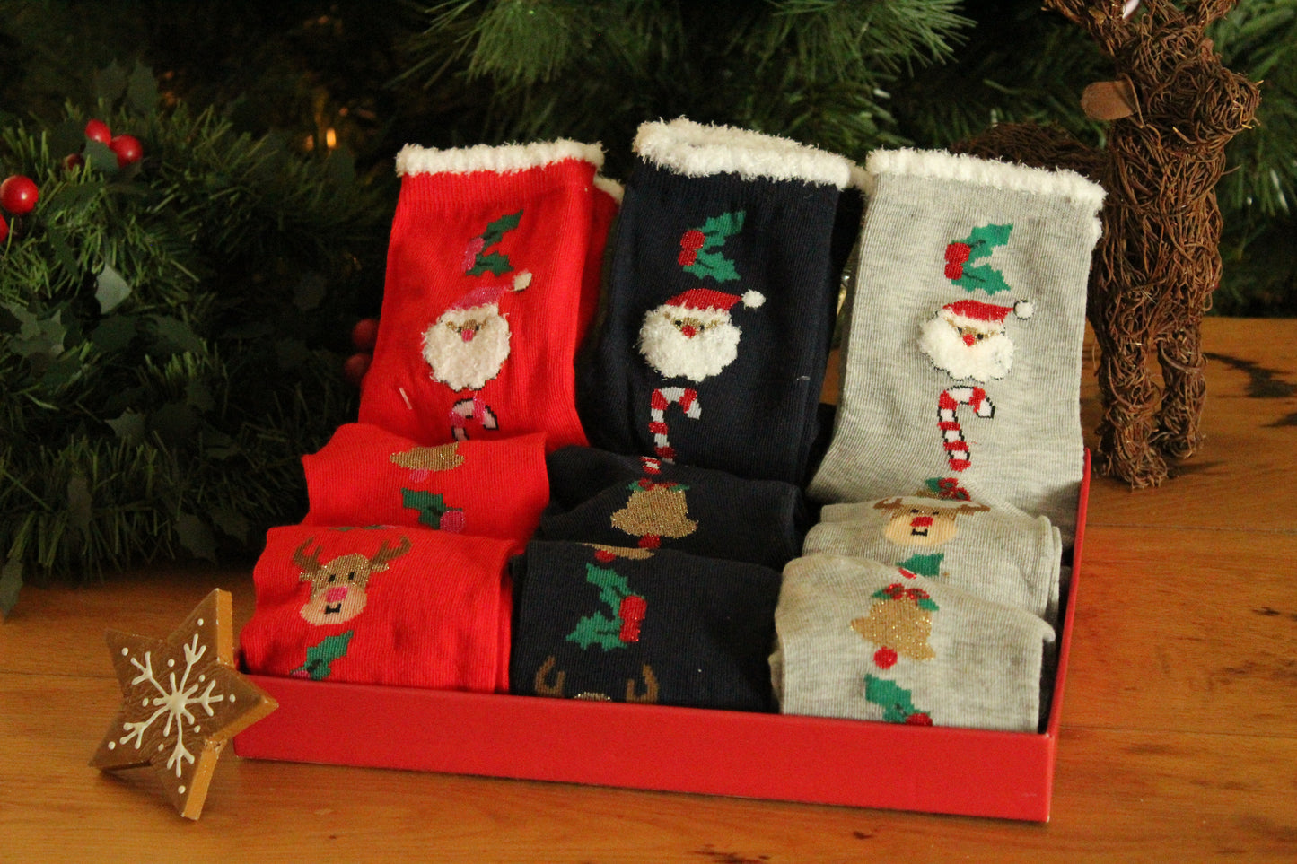 Christmas Socks - Wreath Red (35 - 39)