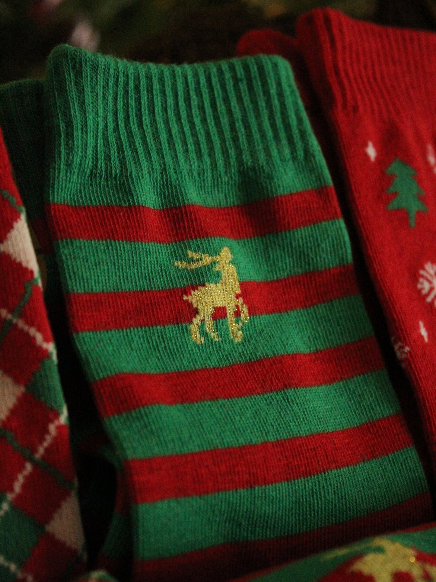 Christmas Socks - Red and green stipe Polo (35 - 39)