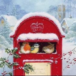 Christmas Serviettes - Red Post box