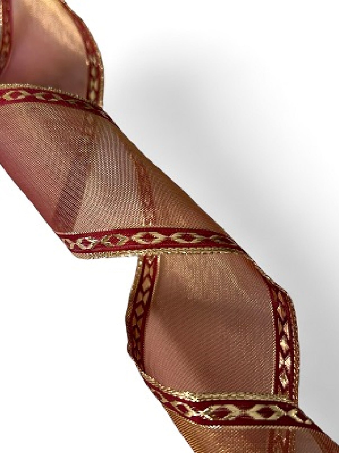 Christmas Ribbon - Burgundy Mesh Edge