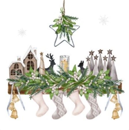 Christmas Serviettes - Natural Mantle Piece