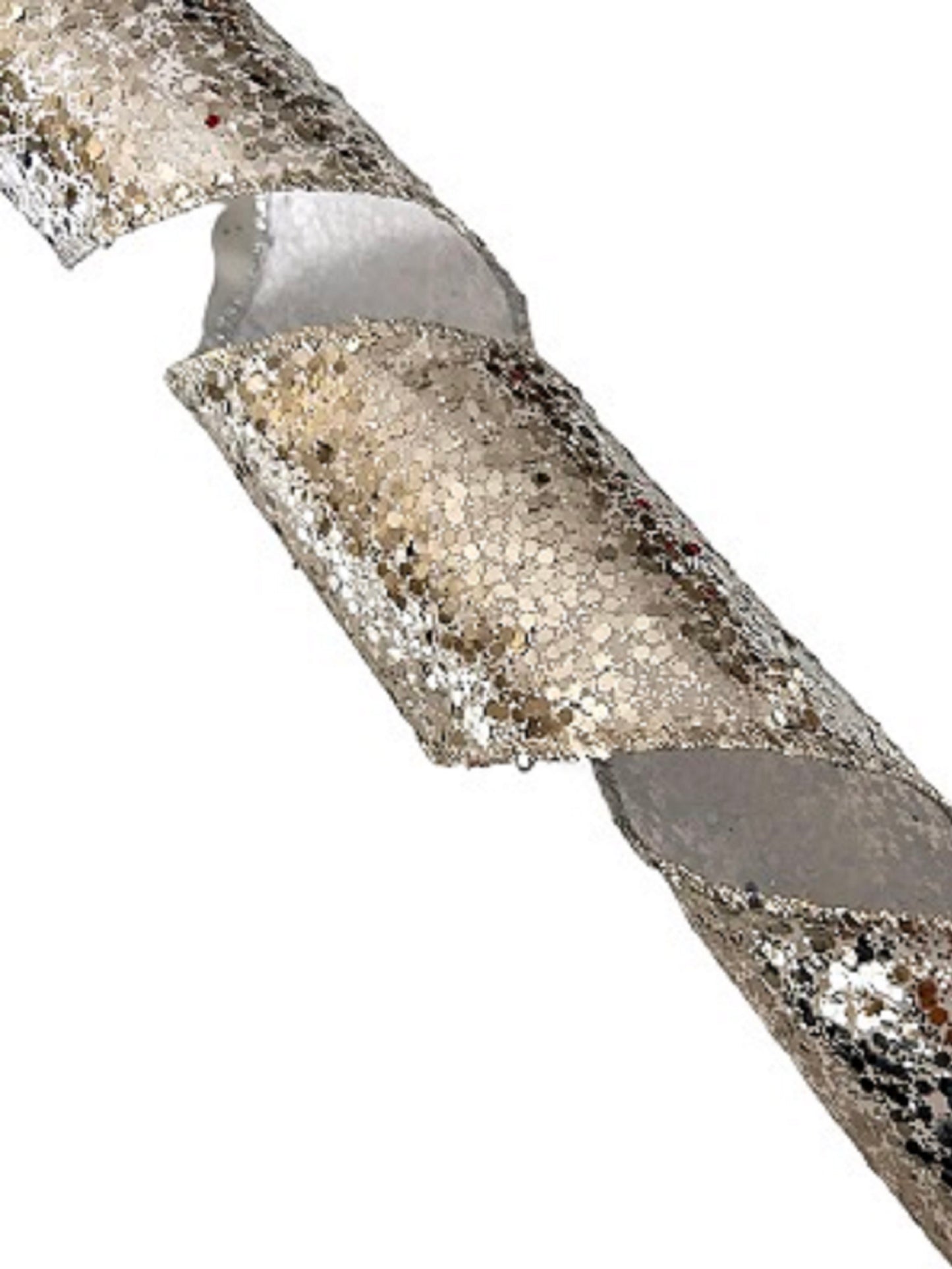 Christmas Ribbon - Sequins Glitter Silver